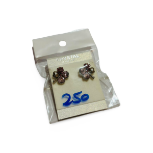 PHILATELIC- CRYSTAL PINK & SILVER EARING