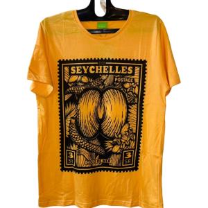 SUPER COCO  - TSHIRT ADULT- COCO DE MER VINTAGE STAMP S ORANGE