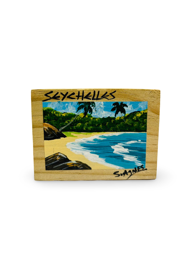 HIJIRAH GRAFT (SEYCHELLES) - Hand painted magnet - Beach painting (Rectangular)