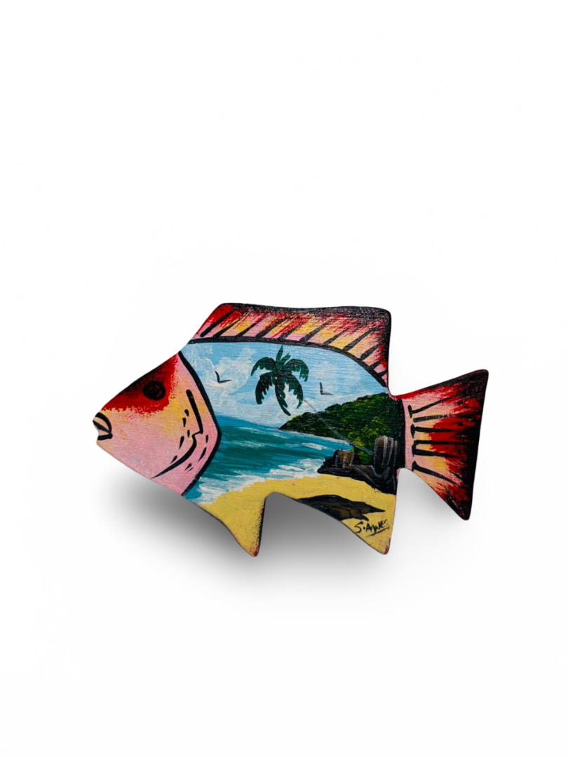 HIJIRAH GRAFT (SEYCHELLES) - Hand painted magnet - Fish (Red)
