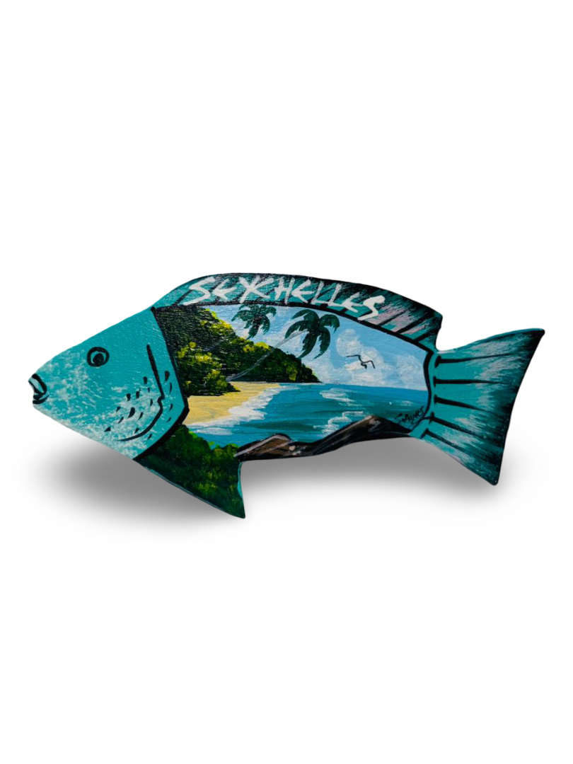 HIJIRAH GRAFT (SEYCHELLES) - Hand painted magnet - Fish (Blue)