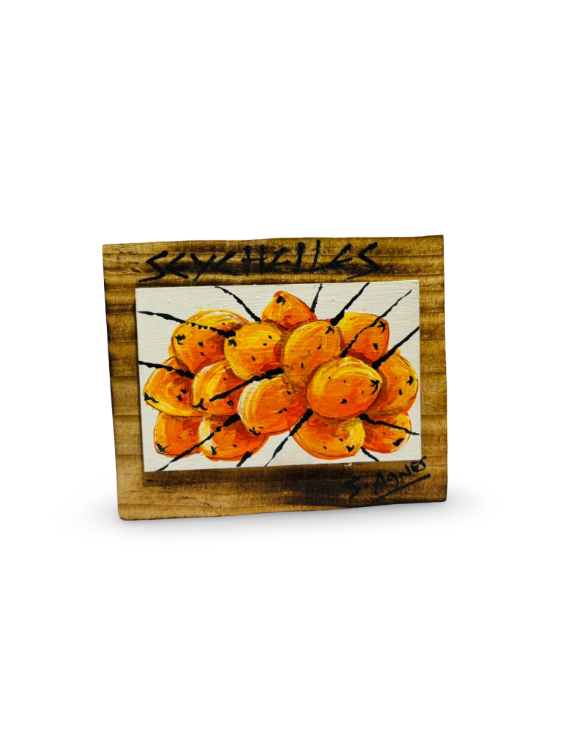 HIJIRAH GRAFT (SEYCHELLES) - Hand painted magnet - Coconut painting (Rectangular)