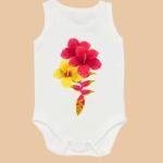NE Kreol - Hibiscus and Hanging Lobster Claw Onesie (6-9months)