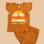 NE Kreol - Lenerzi Tropikal  Ruffled Shirt Set with short