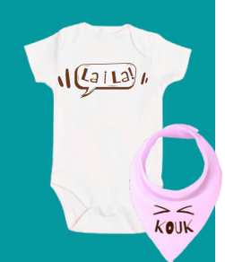 NE Kreol - Kouk la I la onesie (with bib set) (6-9 months)