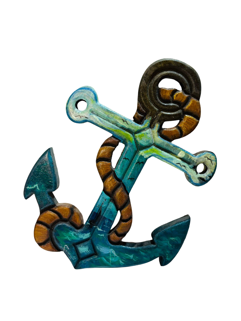 CNC CARVING - ANCHOR WITH CHAIN SEA PAINTING