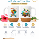 Ceramic Mugs with Lid and Cork Base 385 ml